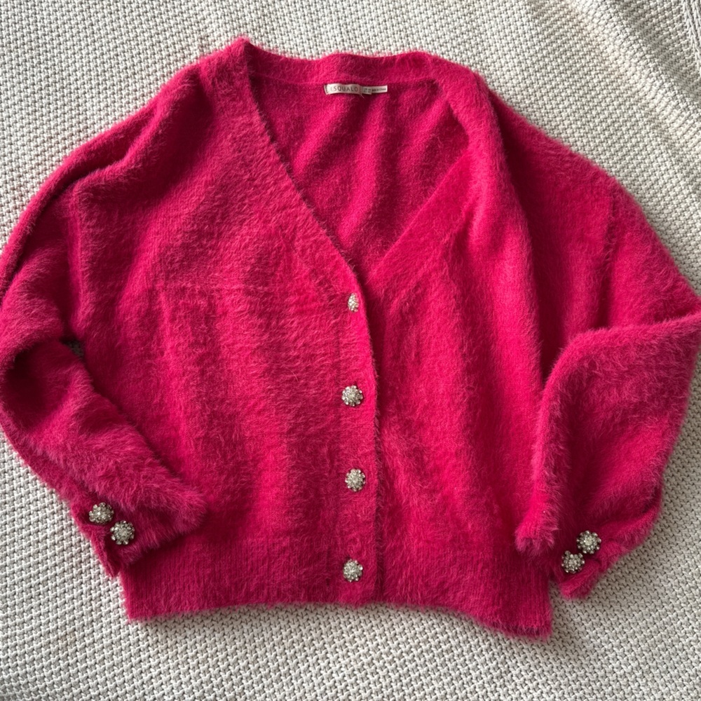 ESQUALO Hot Pink Button-Up Cardigan